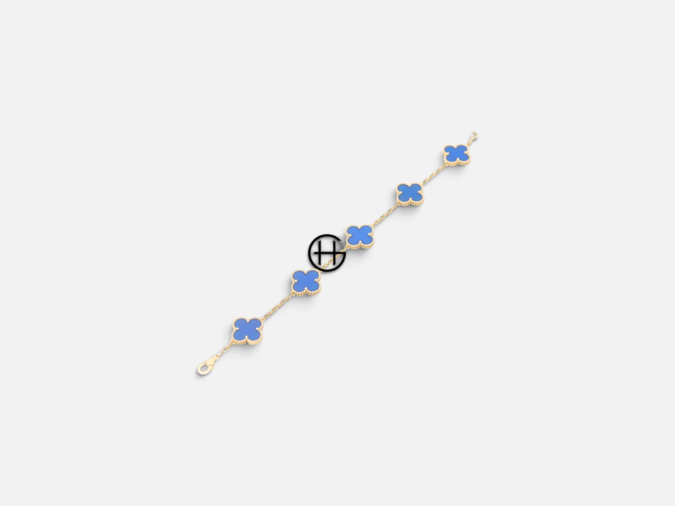 Van Cleef & Alhambra Gult Guld | Blue Agate | Armband