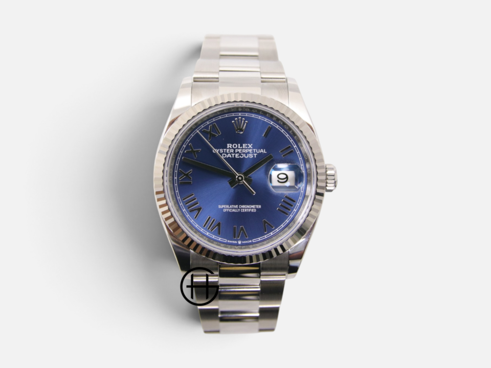 Rolex Datejust 36 Vitt Guld | Stål | Oyster | Blå Romerska